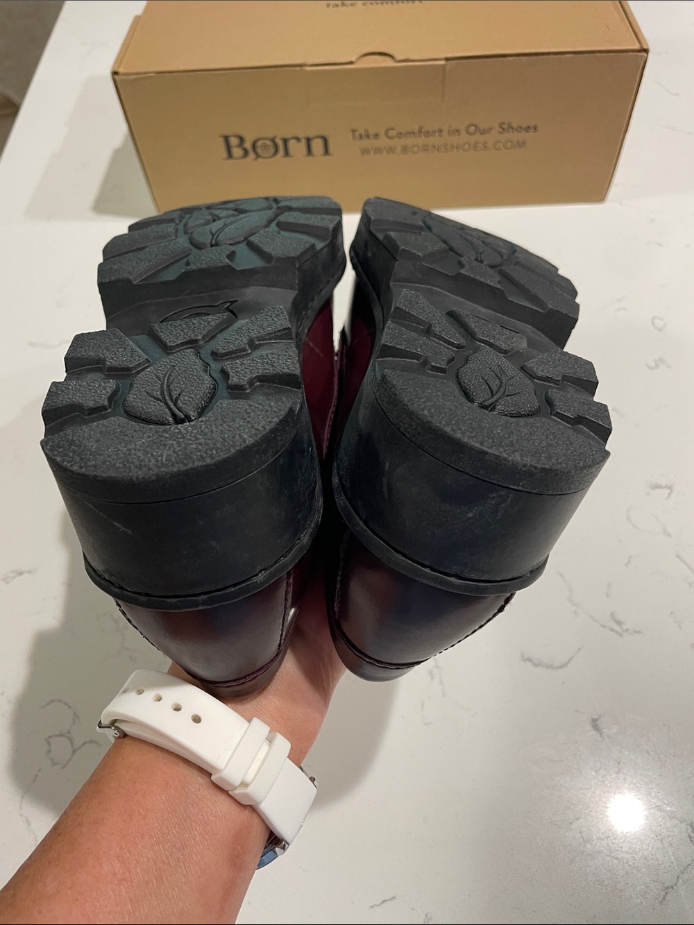 Born Women’s Burgundy Leather Penny Loafers - Picture 7 of 8